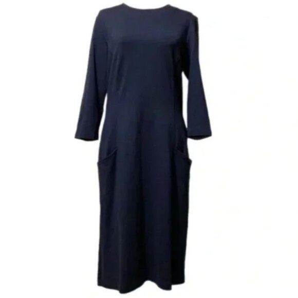 J. McLaughlin Catalyst Dress Winter Navy Women's size Large Front Pockets Bainbr - Picture 7 of 11